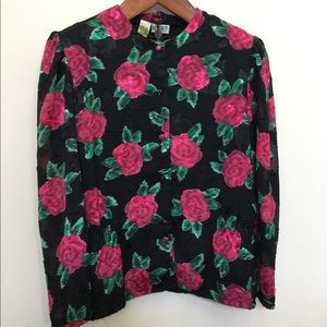 Vintage floral button up blouse